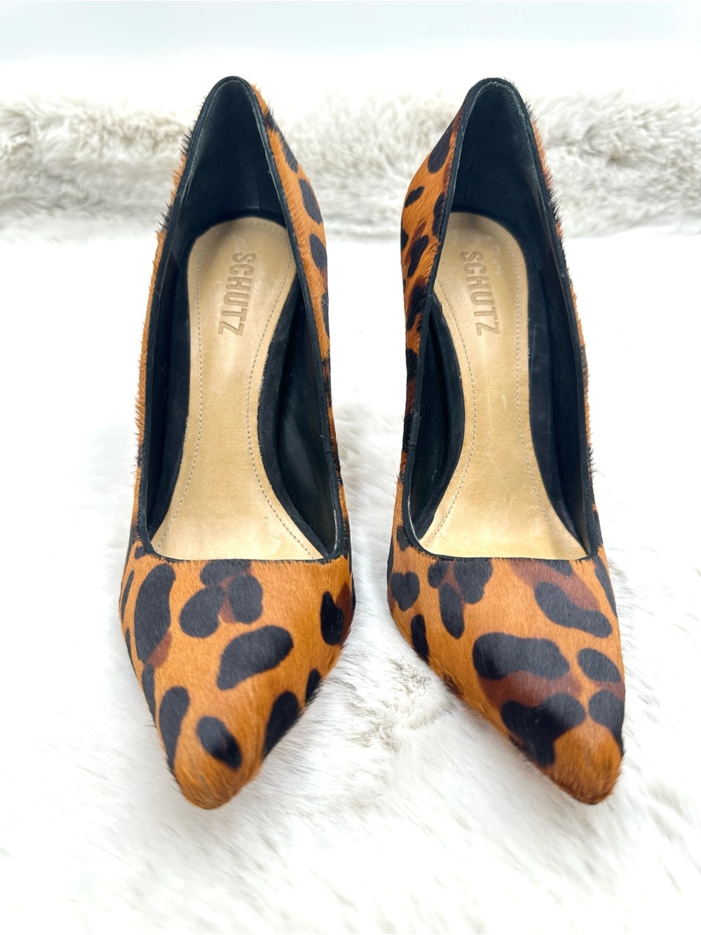 Schutz Lola‎ Leopard Pumps Size 8 NWT Pointed Toe Stiletto Heels - Picture 4 of 11